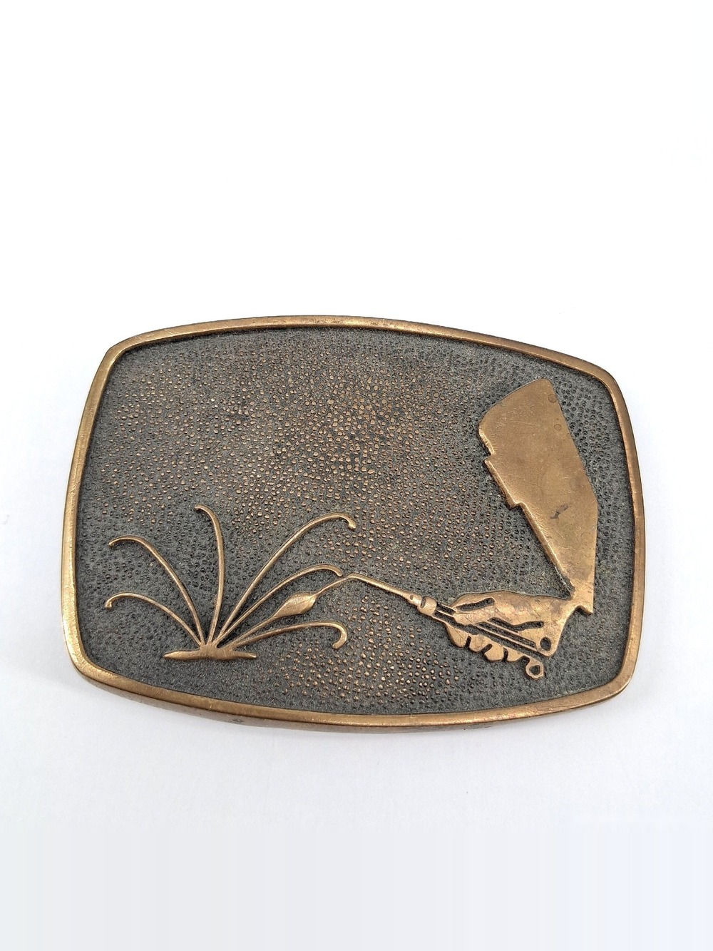 Vintage BTS Solid Brass Welder Welding Belt Buckle 142g Made in USA Tradesman
